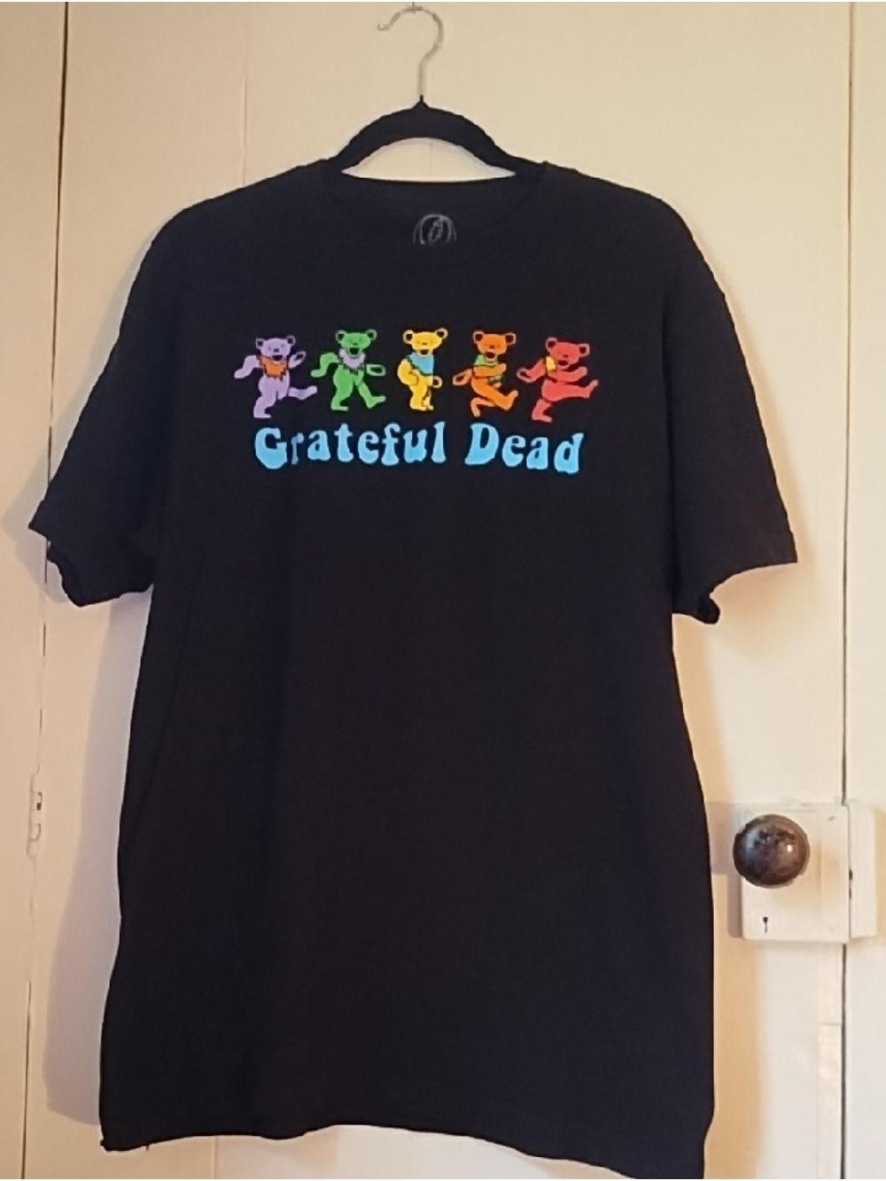 Grateful Dead Black T-Shirt with Rainbow Dancing Bears